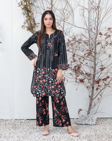 Two Piece | Printed Shirt | Printed Flappers | Slub Khaddar