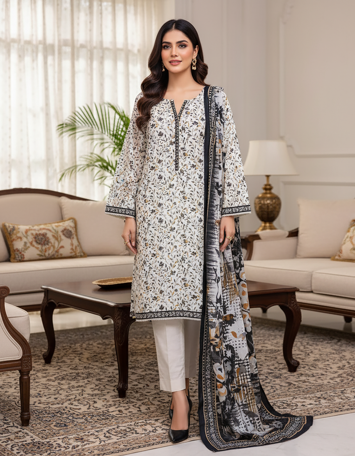 Printed Three Piece | Designer | Premium Khaddar