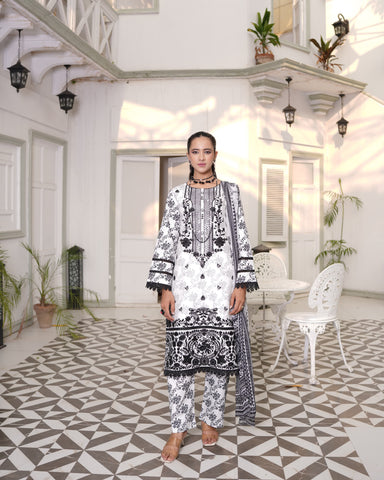 Designer Three Piece | Digital Printed Embroidered | Premium Khaddar