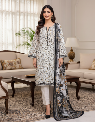 Printed Three Piece | Designer | Premium Khaddar
