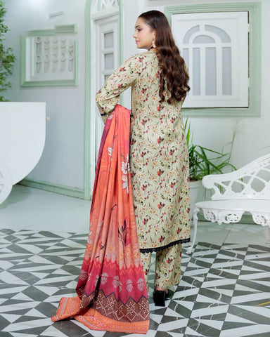 Designer Three Piece | Digital Printed Embroidered | Premium Khaddar