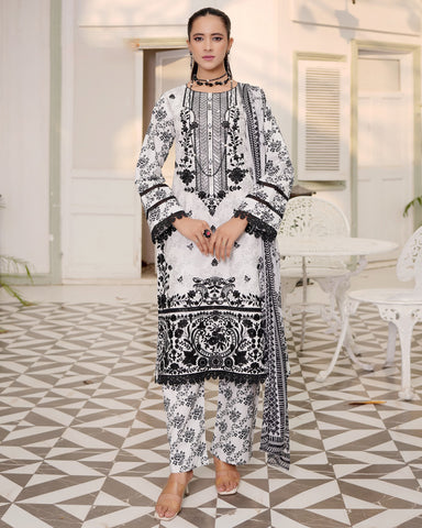 Designer Three Piece | Digital Printed Embroidered | Premium Khaddar