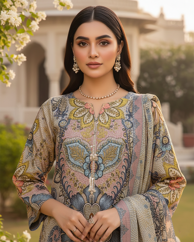 Digital Printed Three Piece | Long A/Line Shirt | Premium Lawn