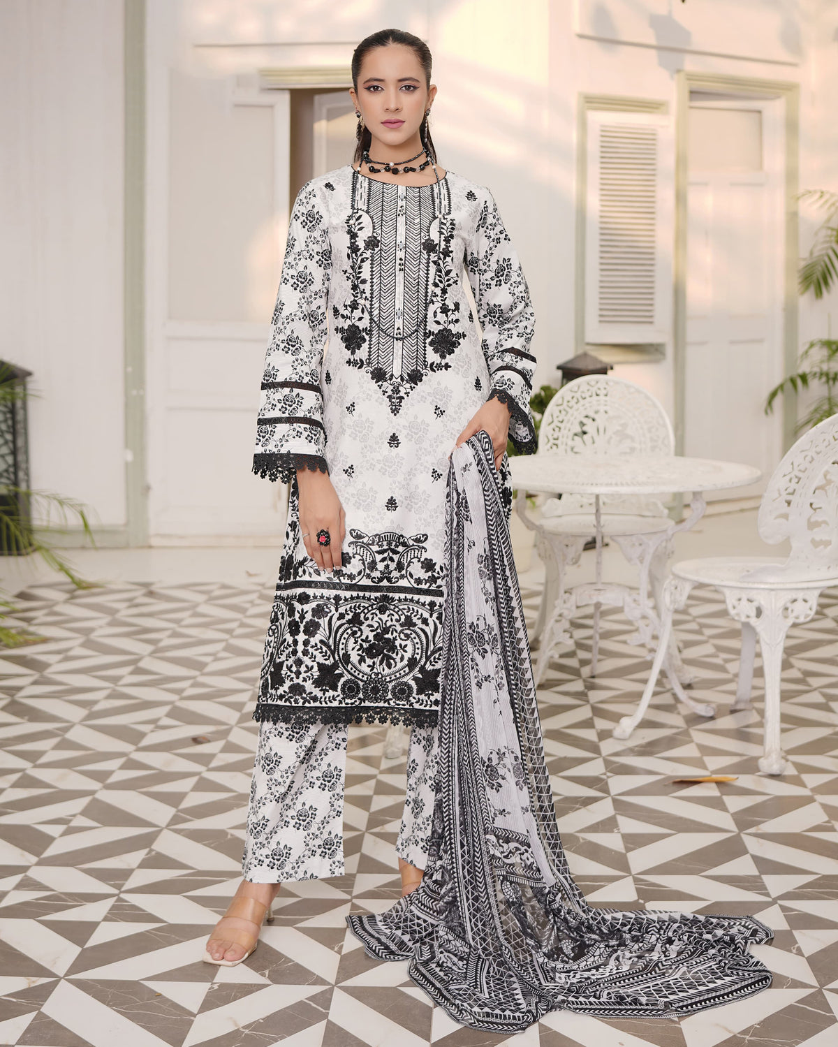 Designer Three Piece | Digital Printed Embroidered | Premium Khaddar