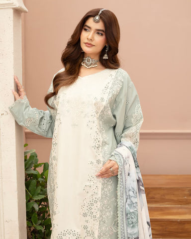 Designer Three Piece | Embroidered - Double Head | Premium Lawn