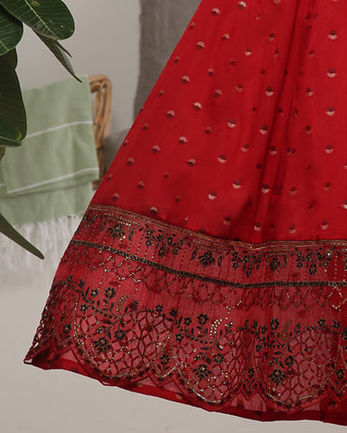 Three Piece | Fancy Embroidered Frock | Premium Jacquard