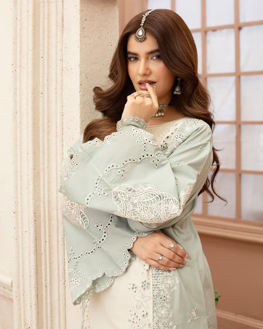 Designer Three Piece | Embroidered - Double Head | Premium Lawn