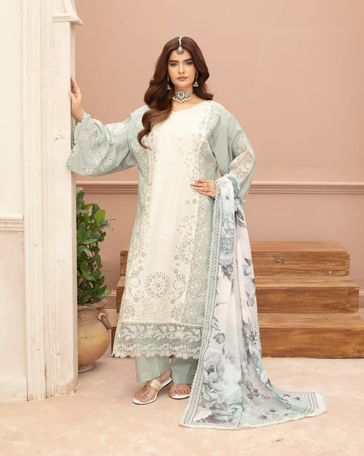 Designer Three Piece | Embroidered - Double Head | Premium Lawn