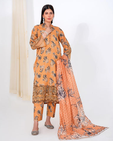 Printed Three Pieces | Embroidered-Zeenat Pret | Luxury Lawn