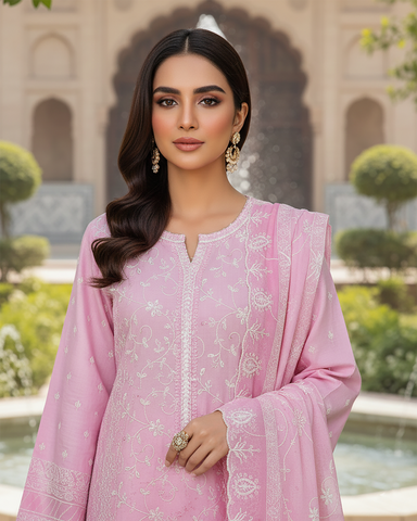 Three Piece Formals | Embroidered - White & White - Eid Special | Premium Lawn
