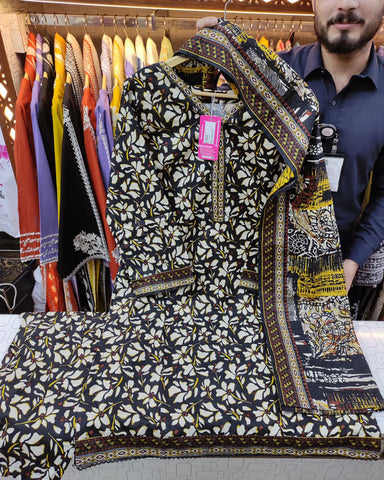 Printed Three Piece | Designer | Premium Khaddar