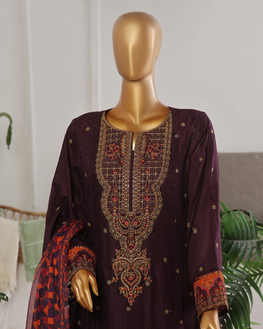 Three Piece | Fancy Embroidered Frock | Premium Jacquard