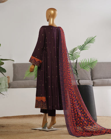 Three Piece | Fancy Embroidered Frock | Premium Jacquard