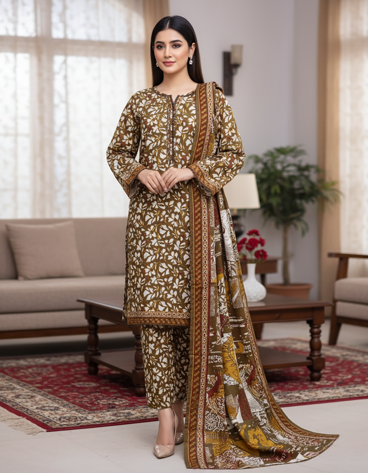 Printed Three Piece | Designer | Premium Khaddar