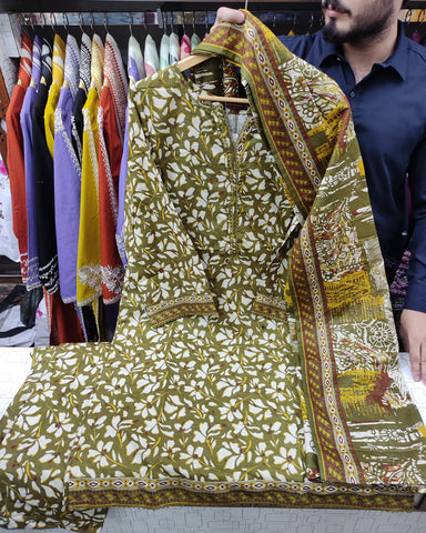 Printed Three Piece | Designer | Premium Khaddar