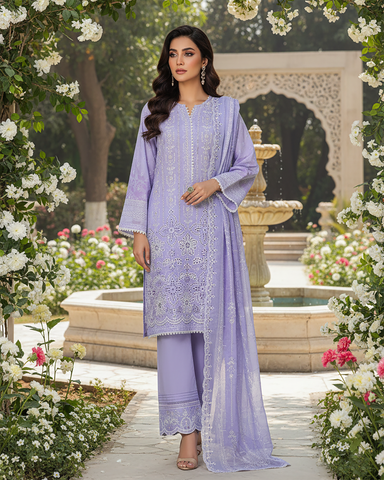 Three Piece Formals | Embroidered - White & White - Eid Special | Premium Lawn