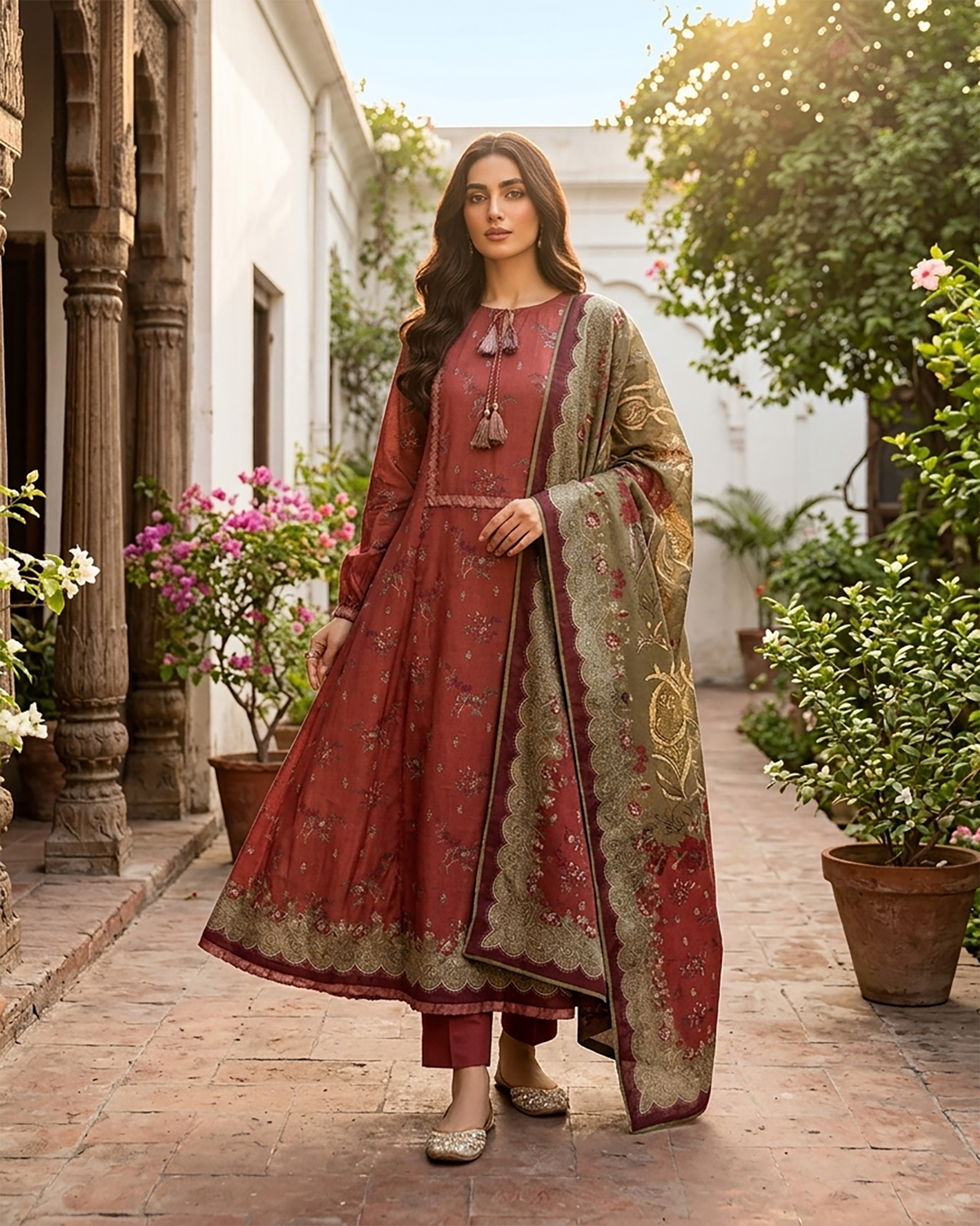Printed Three Piece | Desginer Long Frock - Areej Casual | Premium Lawn