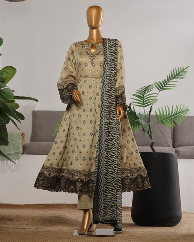 Three Piece | Fancy Embroidered Frock | Premium Jacquard