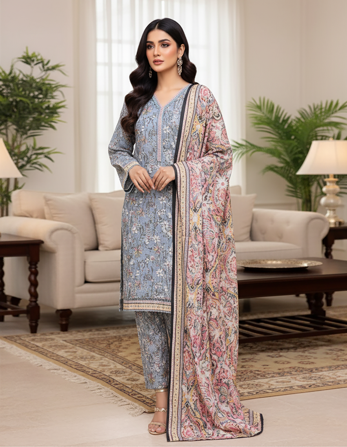 Printed Three Piece | Designer | Premium Khaddar