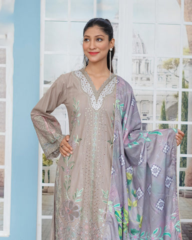 Designer Three Piece | Long Shirt | Embroidered Series