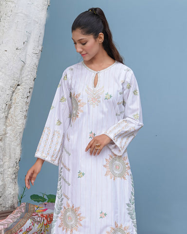 Designer Three Piece | Long Shirt | Embroidered Series