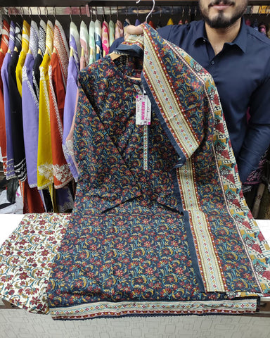 Printed Three Piece | Designer | Premium Khaddar