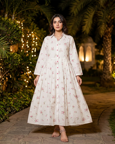 Designer Long Maxis | Printed Floral - Hania Series | Premium Lawn