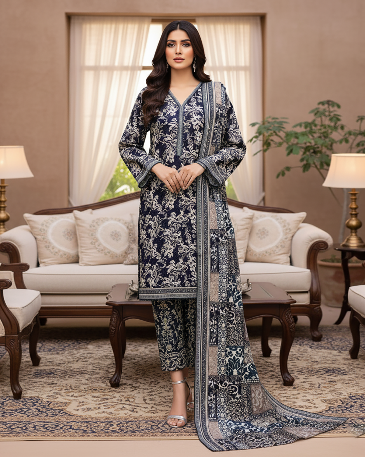 Printed Three Piece | Designer | Premium Khaddar