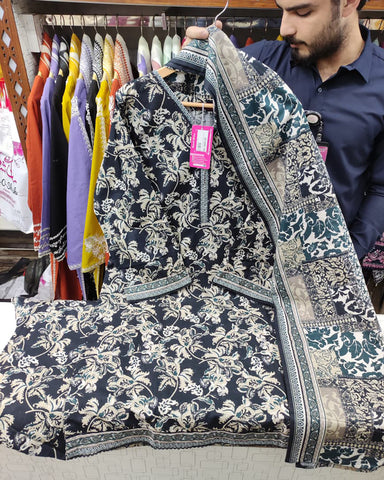 Printed Three Piece | Designer | Premium Khaddar
