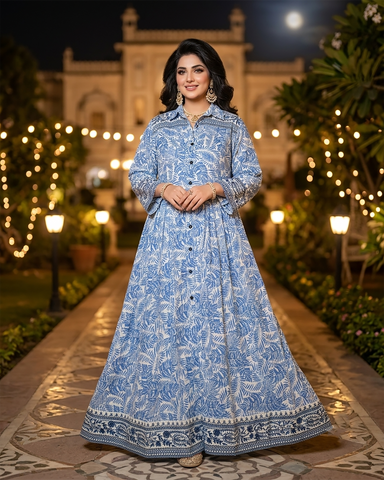 Designer Long Maxis | Printed Floral - Hania Series | Premium Lawn