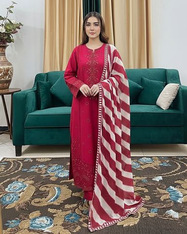 Designer Three Piece | Masakali-Buttoned Down | Premium Winter Cotton