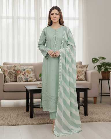 Designer Three Piece | Masakali-Buttoned Down | Premium Winter Cotton