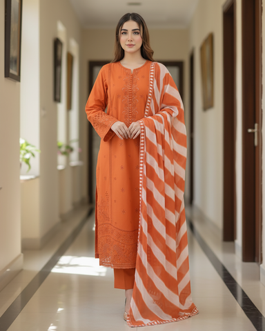Designer Three Piece | Masakali-Buttoned Down | Premium Winter Cotton