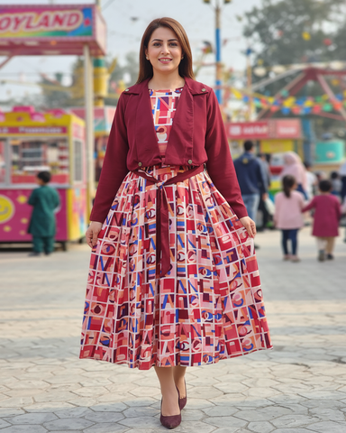 Printed Frock | Jacket Maxi | Georgette
