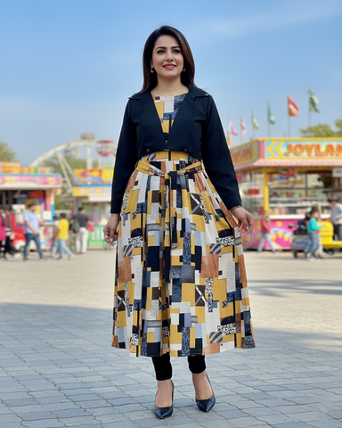 Printed Frock | Jacket Maxi | Georgette