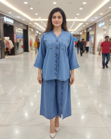 Western Denim Co-ord Set | Designer "Western" | Denim Jeans Fabric