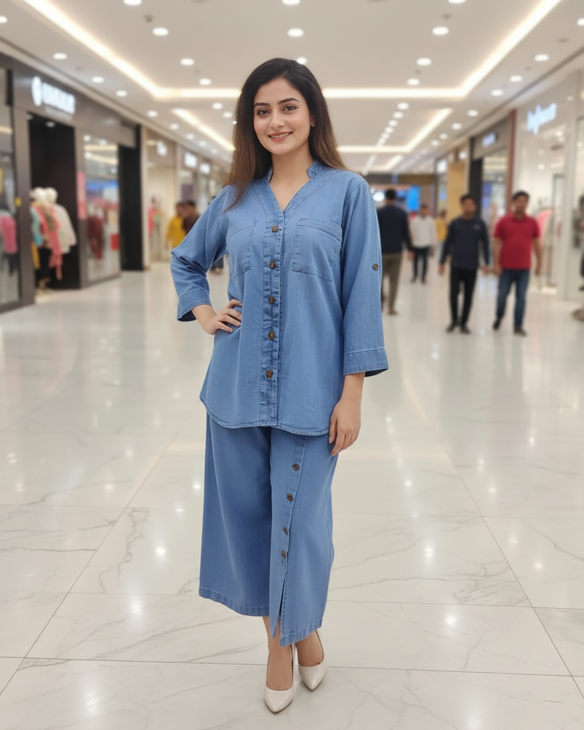 Western Denim Co-ord Set | Designer "Western" | Denim Jeans Fabric