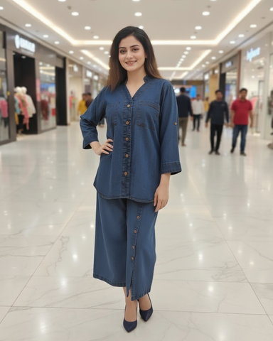 Western Denim Co-ord Set | Designer "Western" | Denim Jeans Fabric