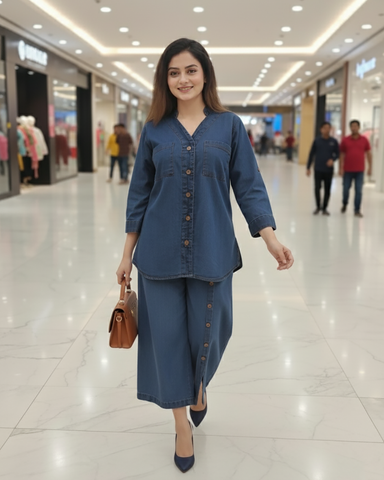 Western Denim Co-ord Set | Designer "Western" | Denim Jeans Fabric