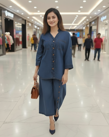 Western Denim Co-ord Set | Designer "Western" | Denim Jeans Fabric