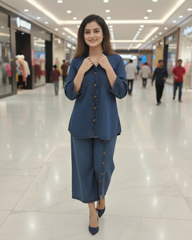 Western Denim Co-ord Set | Designer "Western" | Denim Jeans Fabric