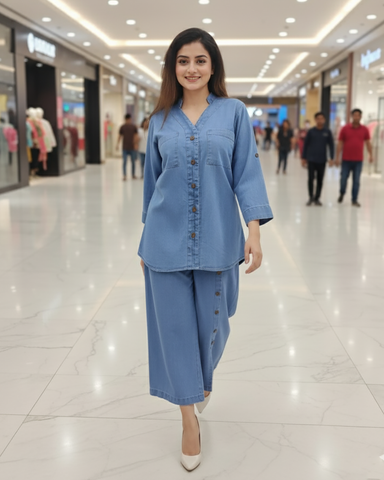 Western Denim Co-ord Set | Designer "Western" | Denim Jeans Fabric