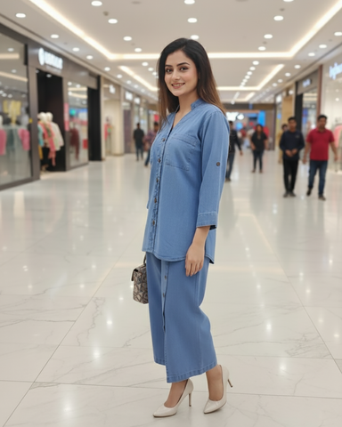 Western Denim Co-ord Set | Designer "Western" | Denim Jeans Fabric