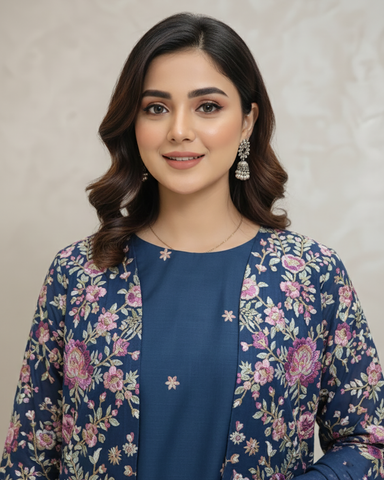 Designer Three Piece | Embroidered - Husnara | Premium Winter Dobby Cotton