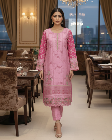 Designer Three Piece | Embroidered - Minahil | Premium Winter Cotton