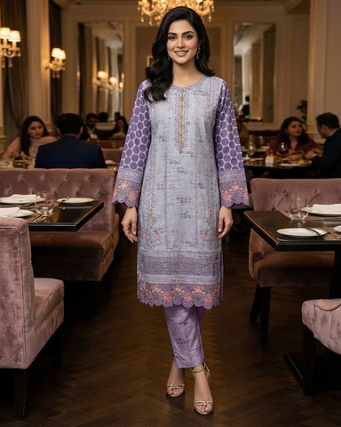 Designer Three Piece | Embroidered - Minahil | Premium Winter Cotton