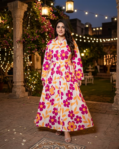 Designer Long Maxis | Printed Floral - Hania Series | Premium Lawn