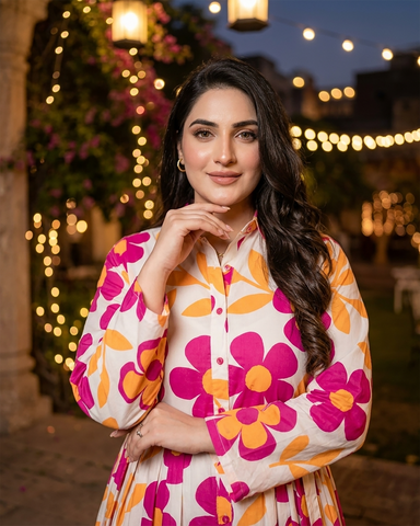 Designer Long Maxis | Printed Floral - Hania Series | Premium Lawn