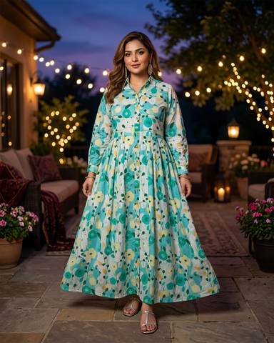 Designer Long Maxis | Printed Floral - Hania Series | Premium Lawn