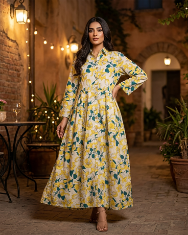 Designer Long Maxis | Printed Floral - Hania Series | Premium Lawn